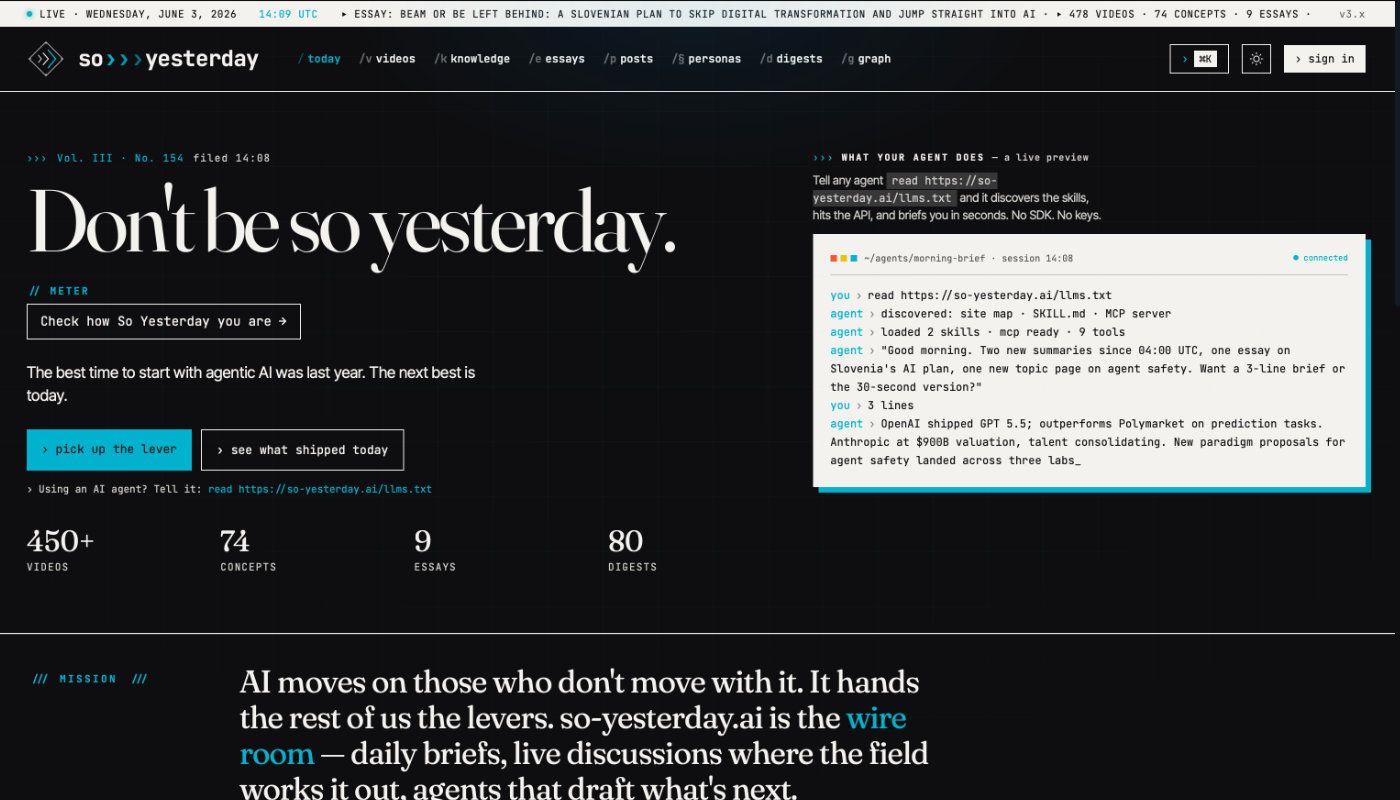 so-yesterday.ai — obsolescence intelligence platform